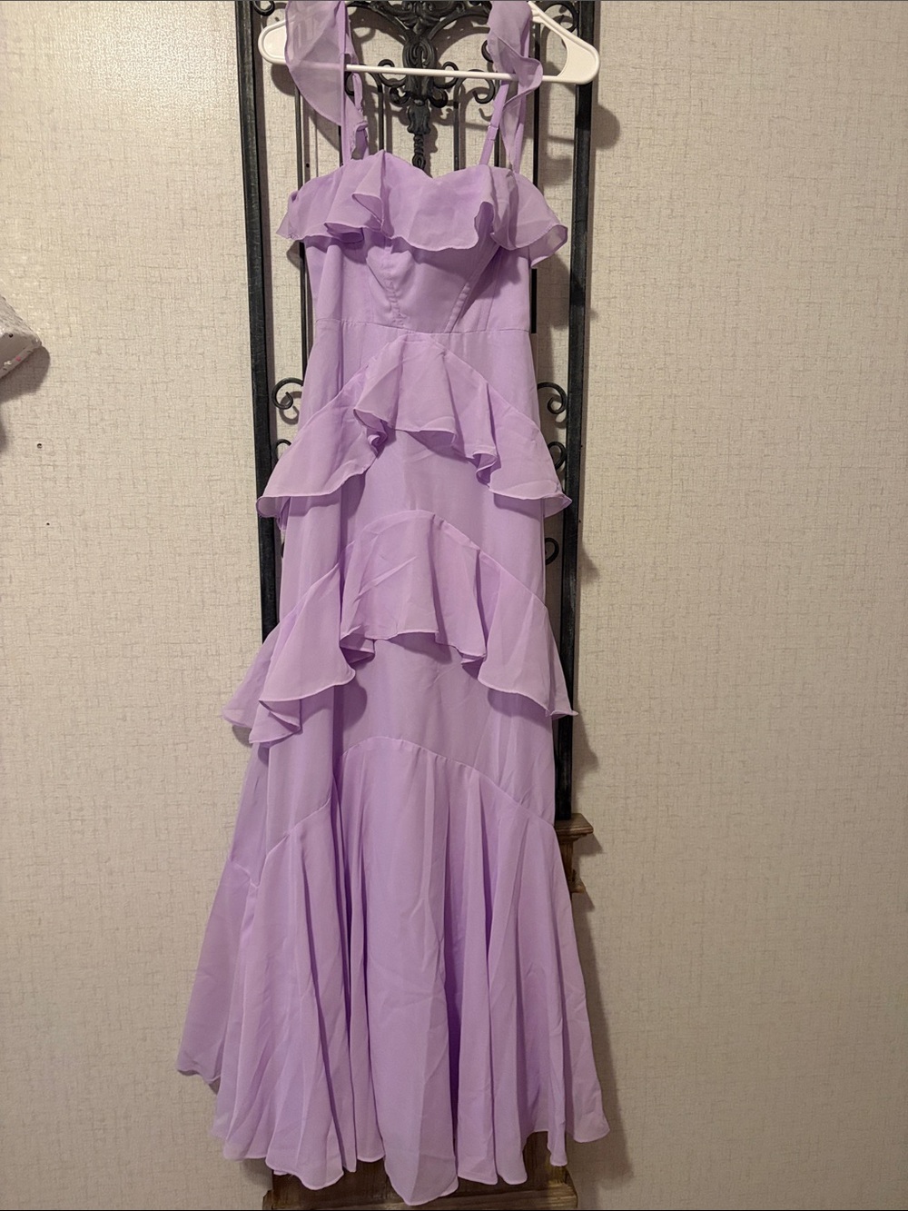 Lilac Ruffle-Tiered Prom Dress